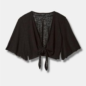 Torrid Plus Size NWT Slub Shrug 3/4 Sleeve Tie Front Sweater